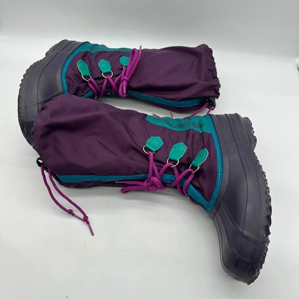 Sorel Womens Size 9 Vintage 90s Purple Teal Green Freestyle Winter Snow Boots‎